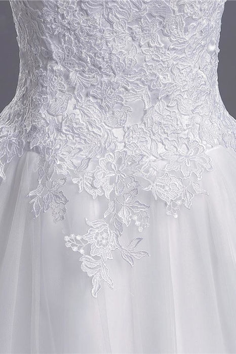 Beading Appliques Lace A-line Tulle Wedding Dress - Wedding Dresses