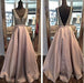 Beading Backless A-line Satin Beaded Prom Formal Dress Long - Prom Dresses