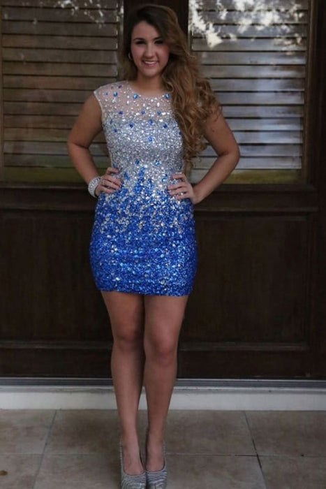 Beading Sheath Short Prom Homecoming Dress - Prom Dresses