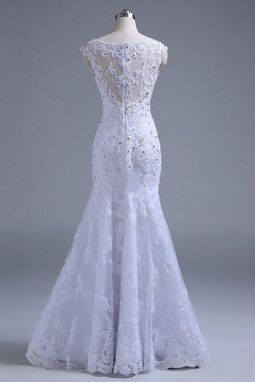 Beading Tulle Mermaid Floor Length Wedding Dress - Wedding Dresses