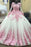 Beautiful Fabulous Latest Ball Gown New Style Long Sleeve Tulle Prom with Pink Flowers Ivory Wedding Dress - Prom Dresses