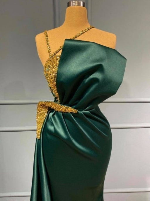 Beautiful Floor Length evening dresses green glitter Prom dresses - Prom Dresses