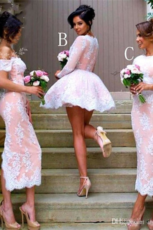 Beautiful Ivroy And Pink Lace Bridesmaid Dresses Prom Dresses Homecoming Dresses - Bridesmaid Dresses