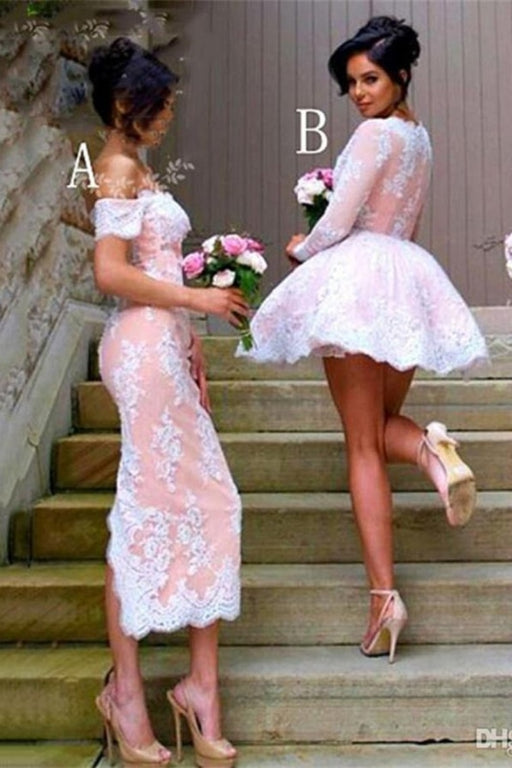 Beautiful Ivroy And Pink Lace Bridesmaid Dresses Prom Dresses Homecoming Dresses - Bridesmaid Dresses