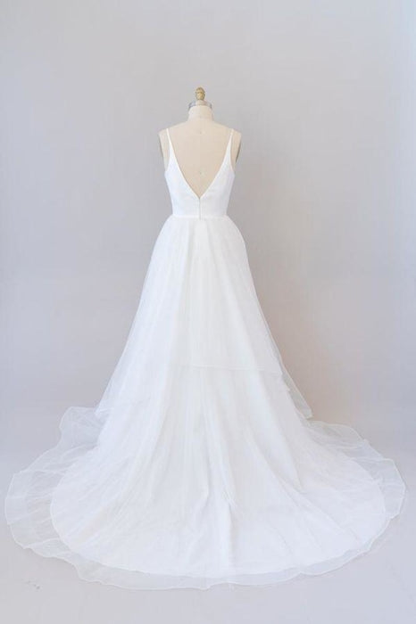 Beautiful V-neck Tulle A-line Wedding Dress - Wedding Dresses