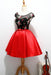 Black and Red Satin Homecoming Party Dresses with Applique A Line Short Prom Dress - Prom Dresses