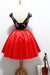 Black and Red Satin Homecoming Party Dresses with Applique A Line Short Prom Dress - Prom Dresses
