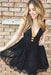 Black Deep V-neck Sexy Sleeveless Short Homecoming Dresses - Prom Dresses