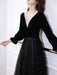 Black Evening Dress A-Line Jewel Neck Long Sleeves Sequined Lace Soft Tulle Floor-Length Formal Party Dresses