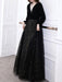 Black Evening Dress A-Line Jewel Neck Long Sleeves Sequined Lace Soft Tulle Floor-Length Formal Party Dresses