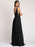 Black Evening Dress A-Line Sleeveless V-Neck Floor-Length Zipper Pleated Tulle Social Party Dresses