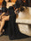 Black Evening Dress A-Line Strapless Short Sleeves Split Front Satin Fabric Floor-Length Formal Dinner Dresses(APP ExclusivePrice  $153.99)