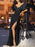 Black Evening Dress A-Line Strapless Short Sleeves Split Front Satin Fabric Floor-Length Formal Dinner Dresses(APP ExclusivePrice  $153.99)