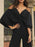 Black Evening Dress V Neck Stretch Crepe Half Sleeves Backless Floor Length Formal Party Dresses(APP ExclusivePrice  $153.99)