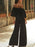 Black Evening Dress V Neck Stretch Crepe Half Sleeves Backless Floor Length Formal Party Dresses(APP ExclusivePrice  $153.99)