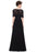 Black Evening Dresses Lace Applique Mother Of The Bride Dresses Chiffon Jewel Neck Half Sleeve A Line Floor Length Wedding Guest Dresses