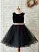 Flower Girl Dresses Bows Sleeveless Jewel Neck Black Formal Kids Party Dresses