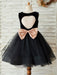Flower Girl Dresses Bows Sleeveless Jewel Neck Black Formal Kids Party Dresses