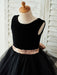 Flower Girl Dresses Bows Sleeveless Jewel Neck Black Formal Kids Party Dresses