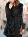 Black Hooded Vest Faux Fur Polyester Trendy Vest for Women