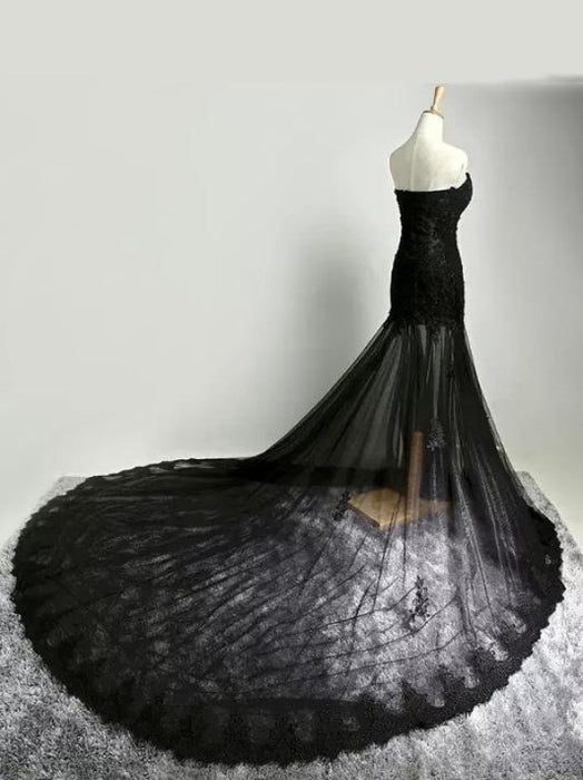Black Beaded Lace Appliques for Black Wedding Dresses - OneYard