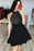 Black Lace Satin Simple Cheap Homecoming Dresses Fashion Sleeveless Short Prom Dress - Prom Dresses