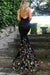 Black Mermaid Prom Spaghetti Strap Sleeveless Evening Dress with Lace Flowers - Prom Dresses