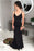 Black Mermaid Prom Spaghetti Strap Sleeveless Evening Dress with Lace Flowers - Prom Dresses