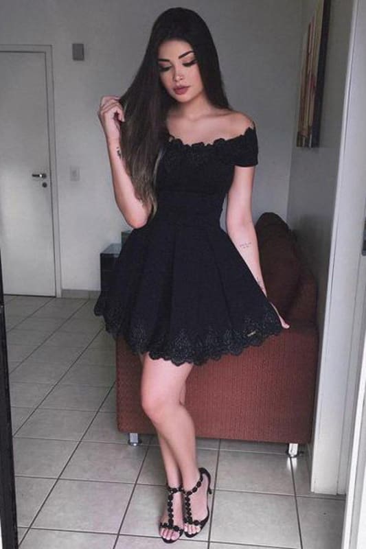 Black Cute Short Formal Dresses For Juniors Cheap