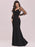 Black Prom Dress Mermaid V-Neck Satin Fabric Long Sleeves Backless Tulle Satin Fabric Party Dresses