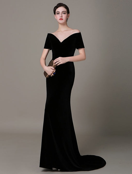 Black Prom Dresses 2021 Long Mermaid Velvet Evening Dress Vintage Lady Gaga Red Carpet Dress Milanoo wedding guest dress