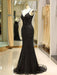 Black Prom Dresses Mermaid Luxury Heavy Beaded Straps Long Formal Evening Dress