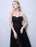 Black Prom Dresses Strapless Long Party Dress Lace Applique Sweetheart Illusion Formal Evening Dress