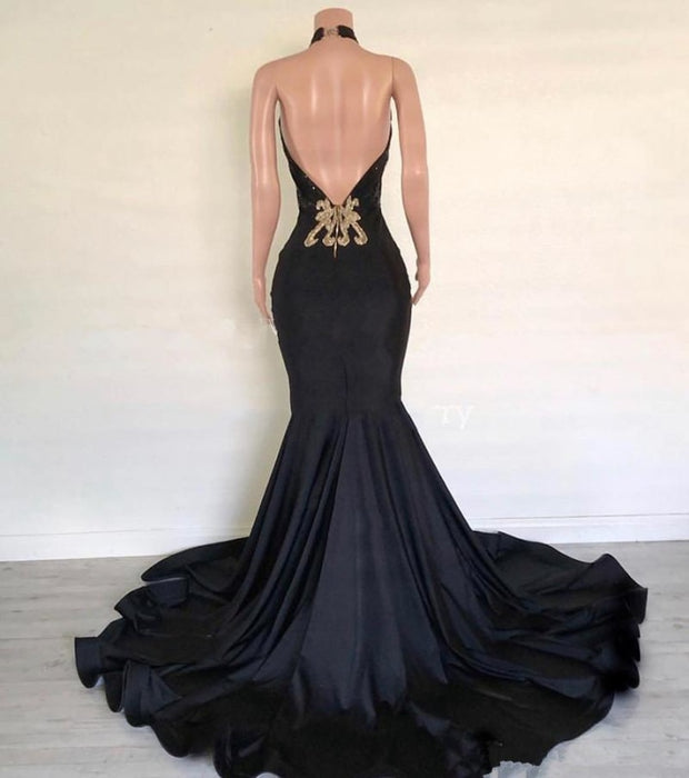 Black Satin Long Mermaid Dress Customize Long Prom Dress - Prom Dresses