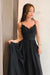Black Spaghetti Straps V neck Prom Dress with Lace High Split Evening Gowns - Prom Dresses