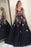 Black V Neck Long Prom A Line Tulle Sleeveless Appliqued Evening Dress - Prom Dresses