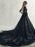 Black Wedding Dresses Lace Princess Silhouette Long Sleeves Natural Waist Lace Court Train Bridal Gown