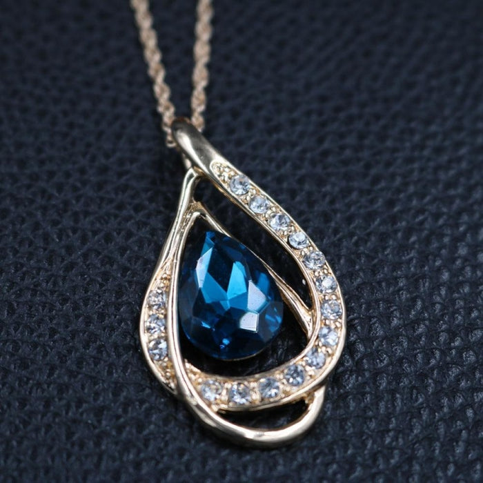 Blue Crystal Necklace Earrings Jewelry Sets | Bridelily - jewelry sets