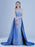 Blue Evening Dress A-Line Strapless Sweep Lace-up Sequined Social Long Party Dresses