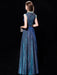 Blue Evening Dress Ball Gown Jewel Neck Sequined Floor-Length Sash Formal Party Dresses