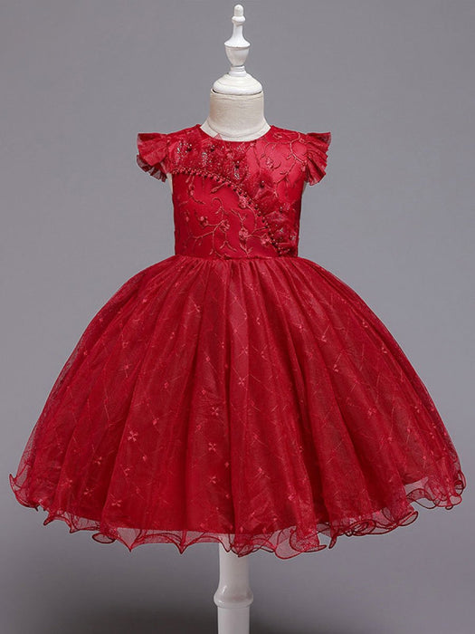 Blue Teenage Girls Dress Summer Children Party Elegant Princess Long Tulle Baby Girls Kids Lace Wedding Ceremony Dresses