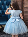 Blue Teenage Girls Dress Summer Children Party Elegant Princess Long Tulle Baby Girls Kids Lace Wedding Ceremony Dresses