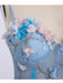 Blue Lace Spaghetti Strap 3D Flowers Applique Prom Dress Ball Gowns - Prom Dresses