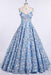 Blue Lace Spaghetti Strap 3D Flowers Applique Prom Dress Ball Gowns - Prom Dresses