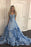 Blue Sweetheart Swirling Ruffled Prom Dress Sweep Train Special Party Dresses - Prom Dresses