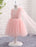 Blush Pink Flower Girl Dress Tulle Lace Applique Princess Knee Length Chain Sash Toddler's Pageant Dress With Side Draping