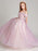 Flower Girl Dresses Blush Pink Off The Shoulder Applique Back Illusion Floor Length Kids Pageant Dresses