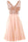 Blush Pink V Neck Sleeveless Chiffon Short Bridesmaid Dress with Rose Gold Sequins Prom Gown - Prom Dresses