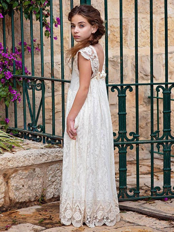 boho toddler dress Ivory Short Sleeves Flower Girl Dresses On Sale -Bridelily 7Y EU 128 Color:DustyPink-LV029 Charming Mermaid Navy Blue YGroup_Clarice