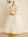 Flower Girl Dresses Jewel Neck Sleeveless Sash Kids Social Party Dresses